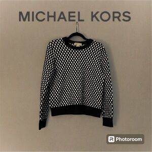 Michael Kors Black and White Crew Neck Sweater